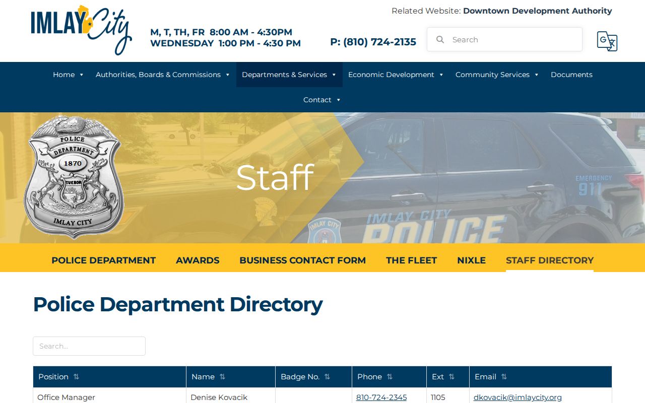 Lapeer County Imlay City Police arrest-record source
