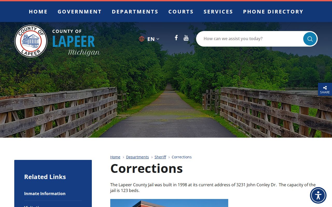 Lapeer County Jail Corrections booking records information